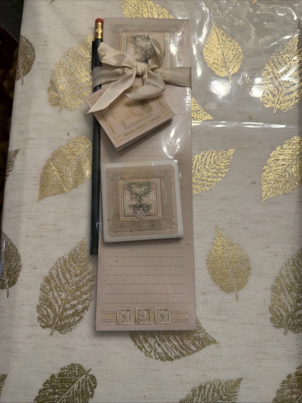 Neutral Floral Notepad Set with Pencil by Wellspring made in USA NEW